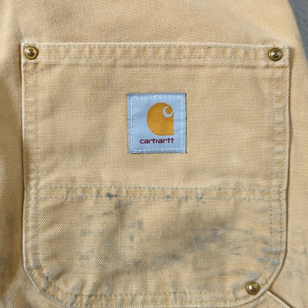 Carhartt Double Knee Logger Pants Tan Firm Canvas Workwear 38x31 Vintage Patina - Picture 9 of 12